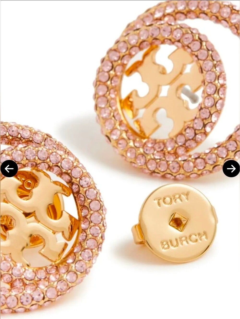 Tory Burch Miller Crystal-embellished stud earrings Pink  $263 NWT